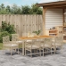 Conjunto de Comedor de Jardín  de 9 Piezas con Cojines Beige de Ratán de Polietileno