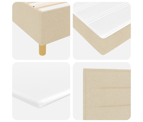 Cama con somier  con colchón y LED crema 100x200 cm tela