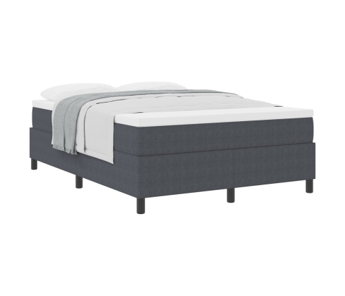 Cama con somier  con colchón gris oscuro 140x200 cm Tela de canalé