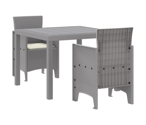 Juego de Comedor de Jardín de 3 Piezas con Cojines Gris Claro