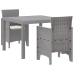 Juego de Comedor de Jardín de 3 Piezas con Cojines Gris Claro
