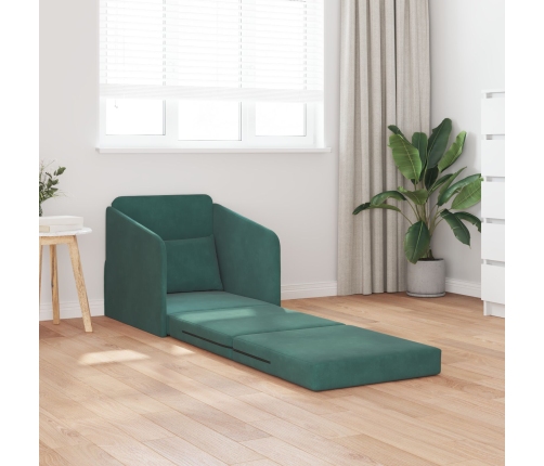 Sofá Cama  2 en 1 Verde Oscuro 65x80x83 cm de Terciopelo