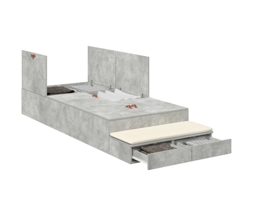 Cama con Almacenamiento  Gris concreto Madera elaborada 75 x 190 cm