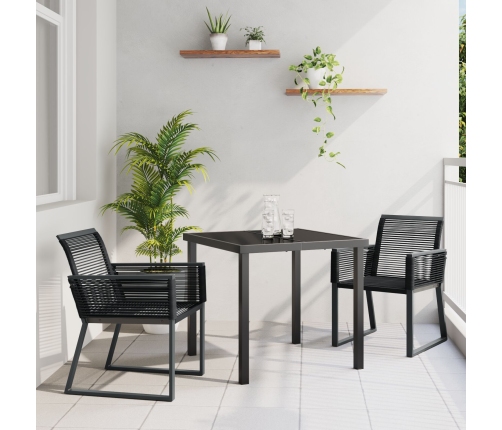 Juego de Comedor de Jardín de 3 Piezas  Negro Poliratán