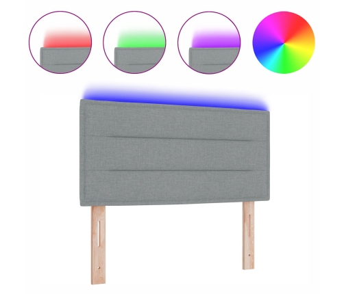 Cabecero  con LED Gris Claro Tela 80 cm Estructura de Cama