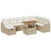 Conjunto de sofá de jardín de 9 piezas con cojines beige de ratán sintético