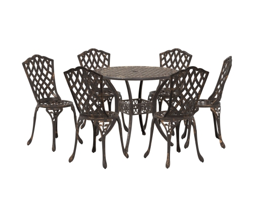 Conjunto de Comedor de Jardín de 7 Piezas de  en Aluminio Fundido Bronce