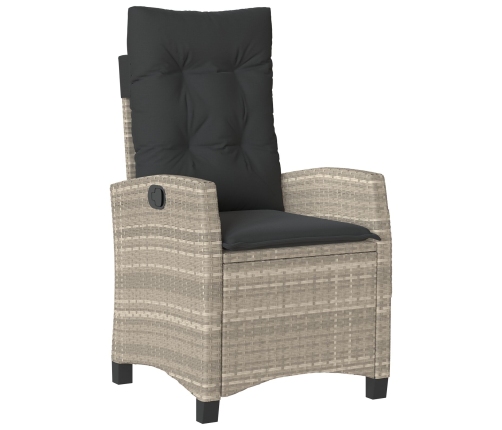 Set de Comedor de Jardín de 3 Piezas con Cojines gris claro de Rattan Sintético