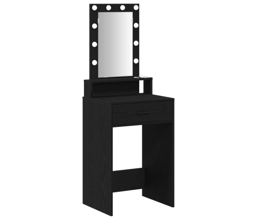 Mesa de tocador  con luces LED en color roble negro 50x41x140 cm