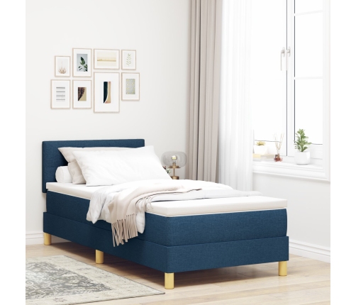 Cama Box Spring con Colchón Azul 100x200 cm Tela