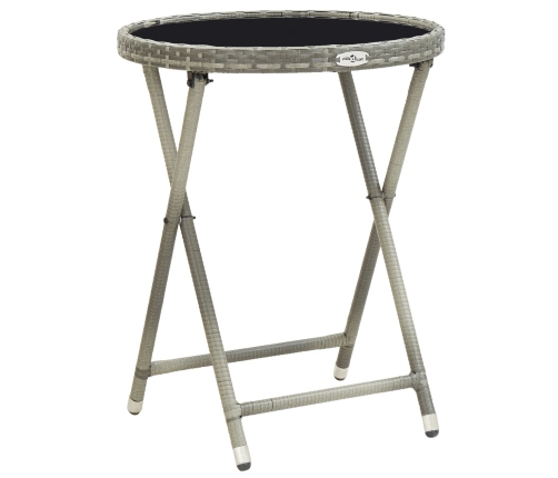 Conjunto de Bistro de Jardín de 3 Piezas con Cojines Gris de Poliratán