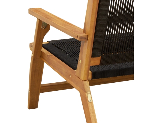Banco de Jardín  Negro 76x122x73 cm Madera Sólida de Acacia