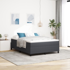 Cama con somier  con colchón gris oscuro 140x200 cm Tela de canalé