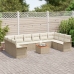Conjunto de Sofás de Jardín de 11 Piezas con Cojines Beige Ratán Sintético Acacia