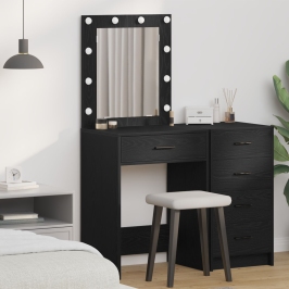 Mesa de Tocador  con Luces LED Roble Negro 50x41x135 cm