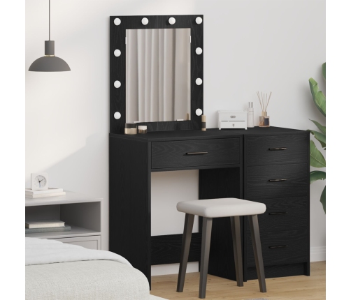 Mesa de Tocador  con Luces LED Roble Negro 50x41x135 cm