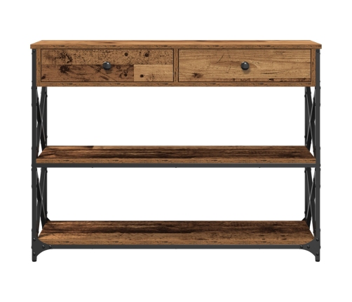Mesa Consola  de Madera Vieja 100x28x75 cm de Madera Ingenierizada y Acero