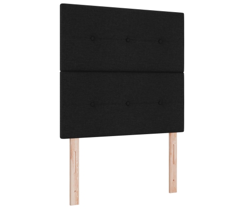 Cama con somier  con colchón y banco negro 120x200 cm tela