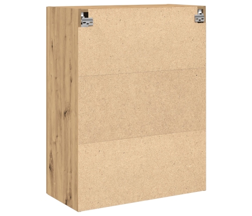 Gabinete Suspendido con Puertas de Vidrio Roble Artesanal 69.5x34x90 cm