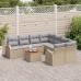 Set de Sofás de Jardín de 9 Piezas con Cojines Beige Ratán Sintético Acacia