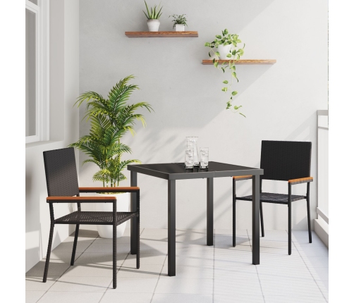 Conjunto de Comedor de Jardín de 3 Piezas Negro de Poliratán