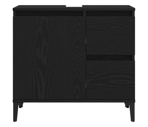 Conjunto de Muebles de Baño  Set de 3 Roble Negro Madera Diseñada