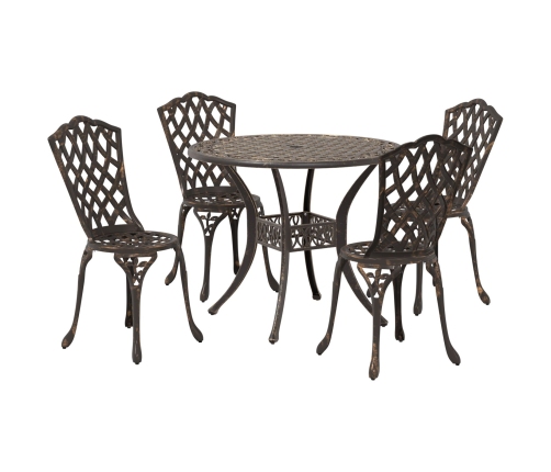Conjunto de Comedor de Jardín de 5 Piezas  - Bronce Aluminio Fundido