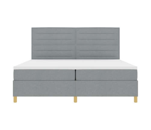 Cama Base Tapizada con Colchón Gris Claro 200x200 cm Tela