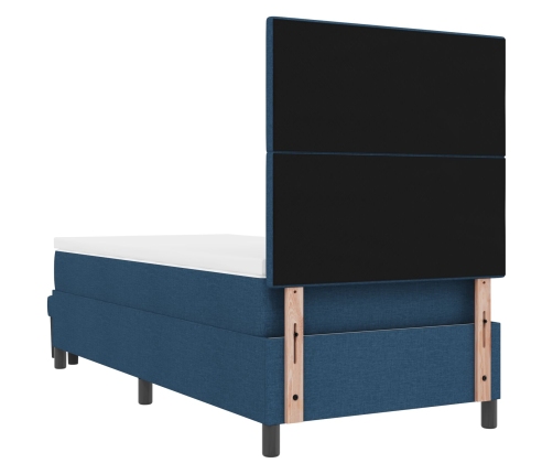 Cama Box Spring  con Colchón y Banco Azul 100x200 cm Tela