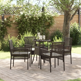 Juego de Comedor de Jardín de 5 Piezas Marrón Polirratán