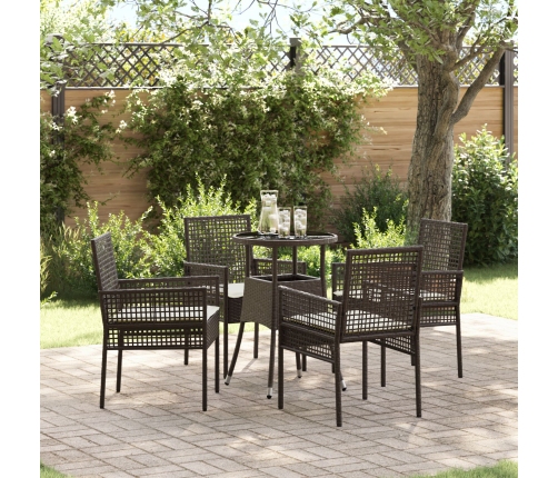 Juego de Comedor de Jardín de 5 Piezas Marrón Polirratán