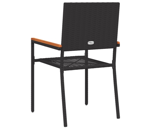 Sillas de Jardín Apilables  con Cojines - Set de 2 Piezas en Ratán Poli Negro