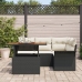 Conjunto de comedor de jardín de 5 piezas con cojines Ratán Negro Acacia