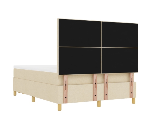 Cama con base y colchón crema 140x200 cm tela