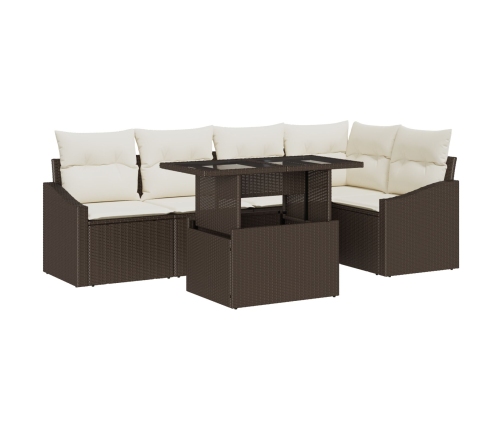 Conjunto de Sofás de Jardín  6 piezas Marrón, Ratán