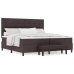 Cama con Box Spring  con Colchón y Banco Marrón Oscuro 200x200 cm Tela