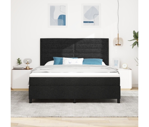 Somier con Colchón y LED Negro 180x200 cm Tela