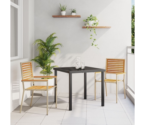 Sillas de jardín apilables  con cojines 2 pcs Beige Polirratan