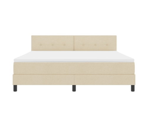 Cama Box Spring con Colchón & LED Crema 180x200 cm Tela
