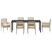 Conjunto de Comedor de Jardín de 7 Piezas con Cojines Beige de Ratán