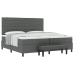 Cama Box Spring  con Colchón y Banco Gris Oscuro 200x200 cm Tela