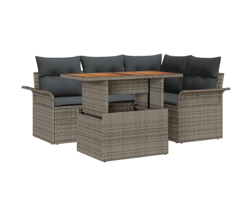 Conjunto de Sofá de Jardín  Conjunto de 5 Gris, Marrón, Negro