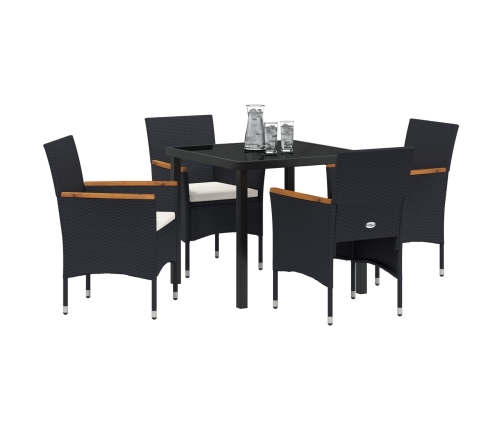 Conjunto de Comedor de Jardín  de 5 Piezas Negro de Poliratán