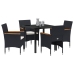 Conjunto de Comedor de Jardín  de 5 Piezas Negro de Poliratán