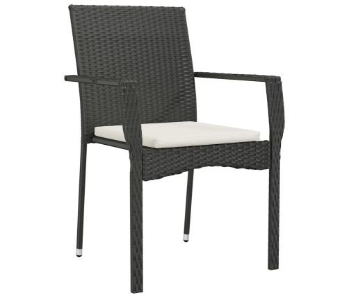 Juego de Comedor de Jardín  de 5 Piezas con Cojines Negro Poliratán