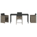 Set de Comedor de Jardín  de 5 Piezas con Cojines Gris Ratán Poliéster