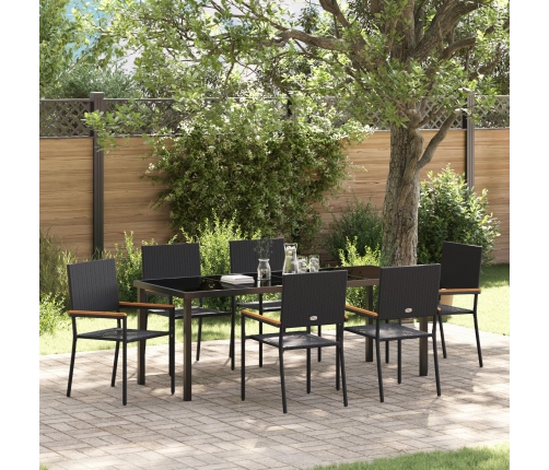 Conjunto de Comedor de Jardín de 7 Piezas  Poliratán Negro