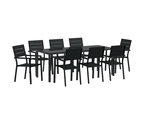 Juego de Comedor de Jardín de 9 Piezas HDPE Negro