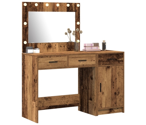 Conjunto de Tocador de 2 Piezas con LED Madera Vieja Madera Ingenierizada