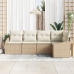 Conjunto de Sofá de Jardín de 5 Piezas con Cojines Beige Ratán